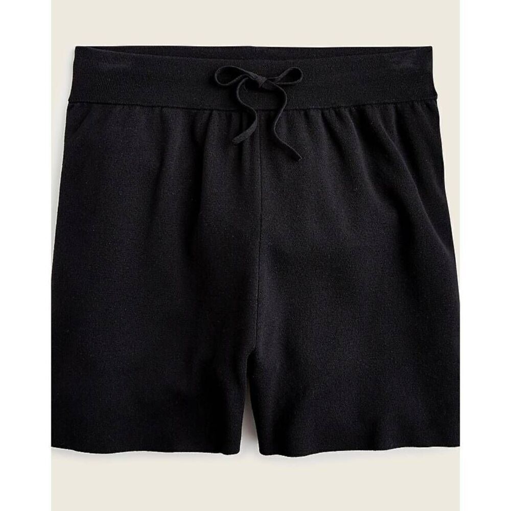 J. Crew Sweat Shorts Women's Large Black Silk Blend Drawstring Stretch